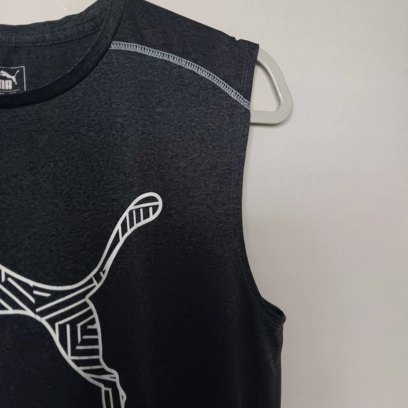 Puma Black Sleeveless Athletic Tank with White Logo - Picture 4 of 11